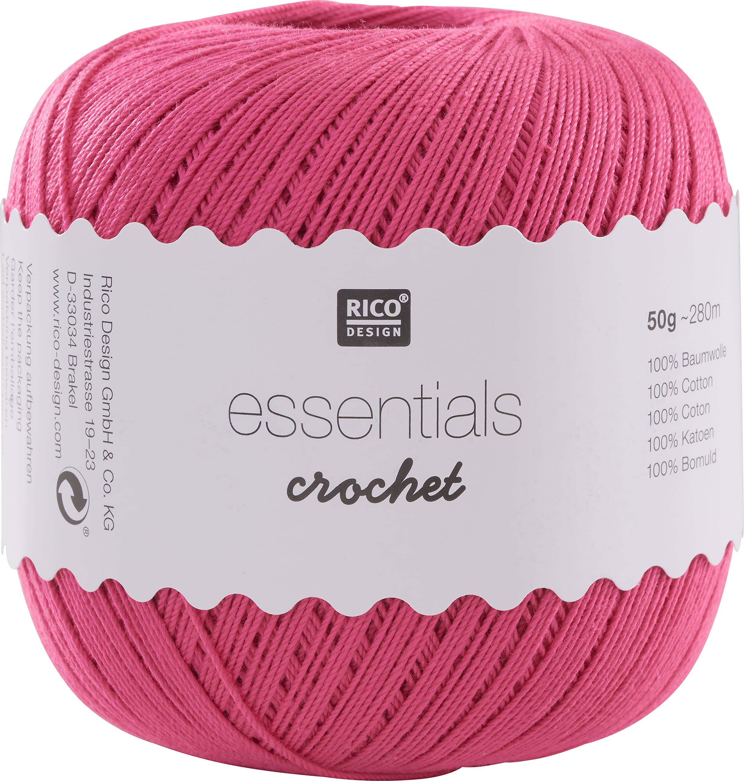 Rico Design Essentials Crochet, 100 Percent Cotton, Fuchsia