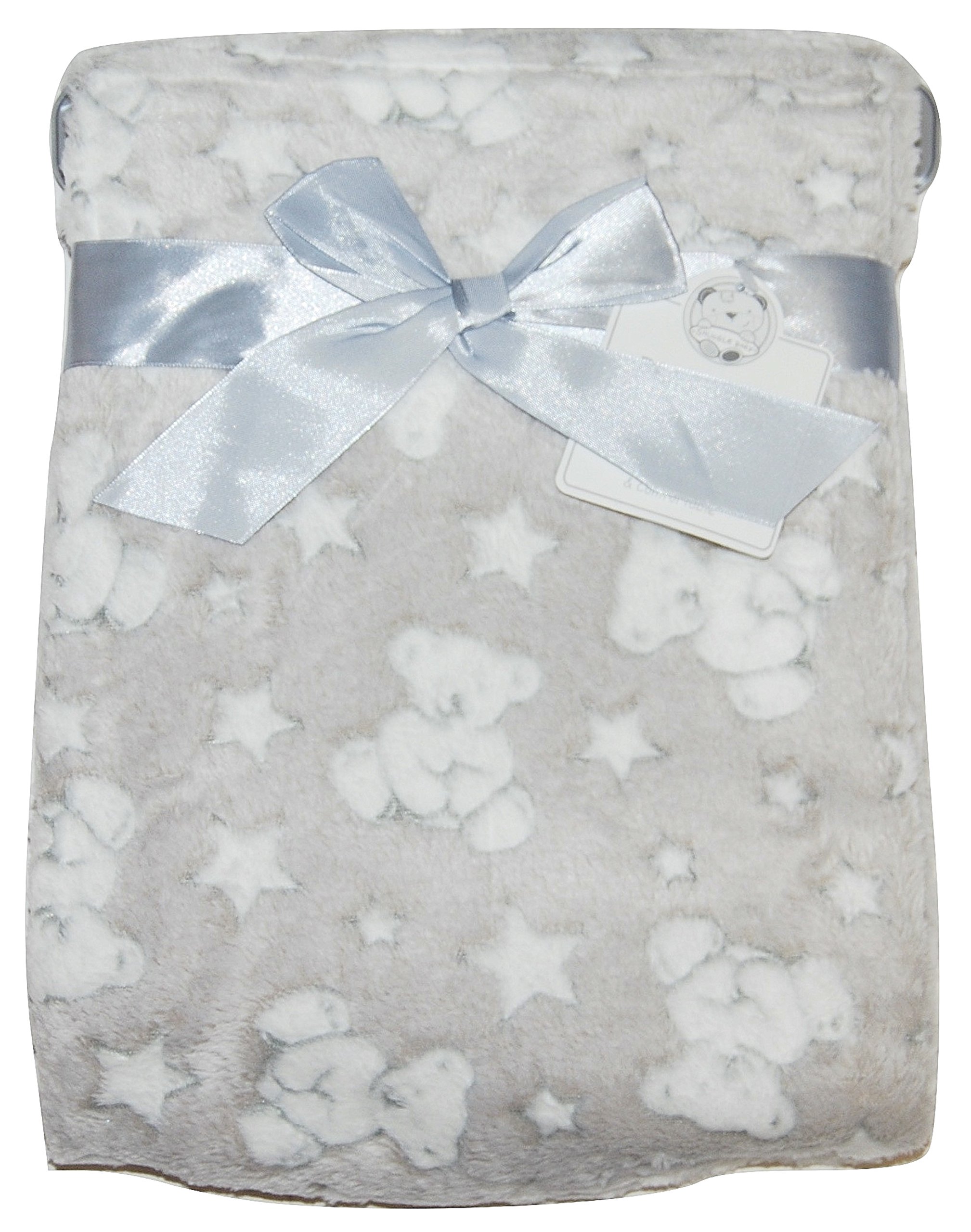 Baby Boy Girl Unisex Soft Fleece Wrap Blanket Pram Cot Crib Moses Basket Star Teddy Grey Snuggle Baby