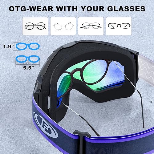 Miniatura 39 de Findway - Gafas de esquí para usar sobre anteojos, para nieve y snowboard, para hombre, mujer y jóvenes, 100 % protección contra rayos ultravioleta