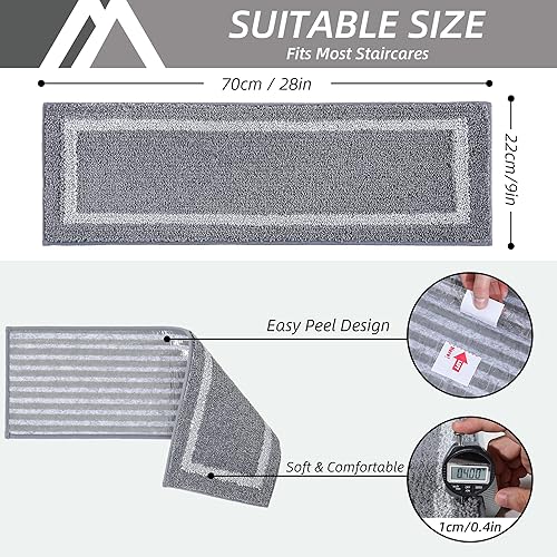 Miniatura 24 de COSY HOMEER Peldaños suaves para escaleras, 15 unidades, antideslizantes, de 28 x 9 pulgadas, para interiores en peldaños de madera, alfombras