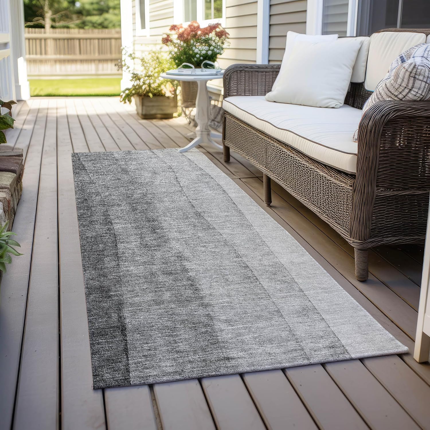 Addison Rugs Chantille ACN690 Gray 2'3" x 7'6" Indoor Outdoor Hallway Runner Rug, Easy Clean, Machine Washable, Non Shedding, Kitchen Area Carpet for Bathroom, Patio, Laundry and Bedroom Rug