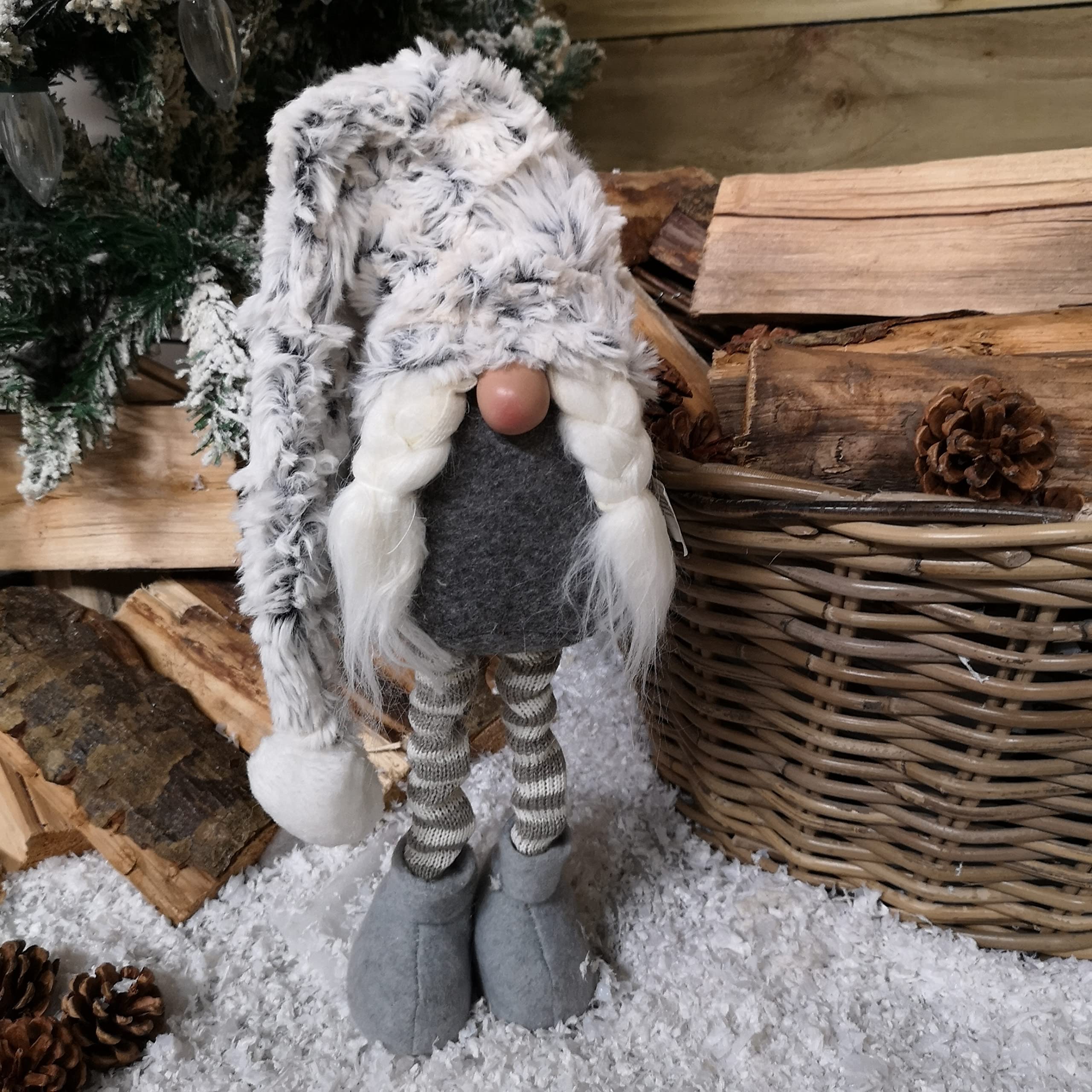 Samuel ALEXANDER 80cm Christmas Female Grey Gonk with Oversized Hat & Extendable Legs