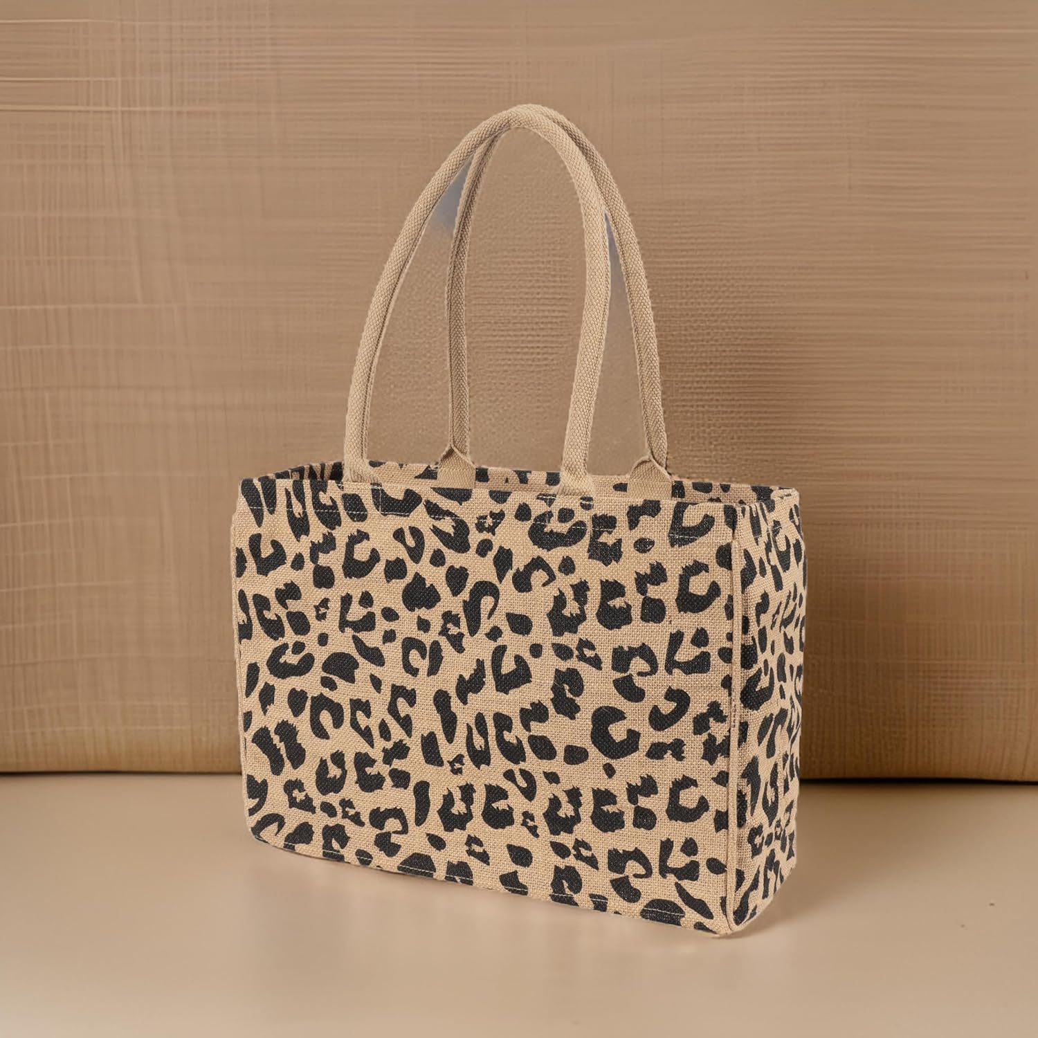 KAF Home Jute Market Tote Bag with Handles (Leopard) - Image 5
