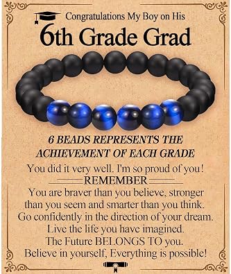 5th 6th 8th Grade Elementary Middle School Graduation Gifts for Boys | 5 6 8 Beads Bracelet with Graduation Card, as Graduation Decorations for Boys Class of 2026