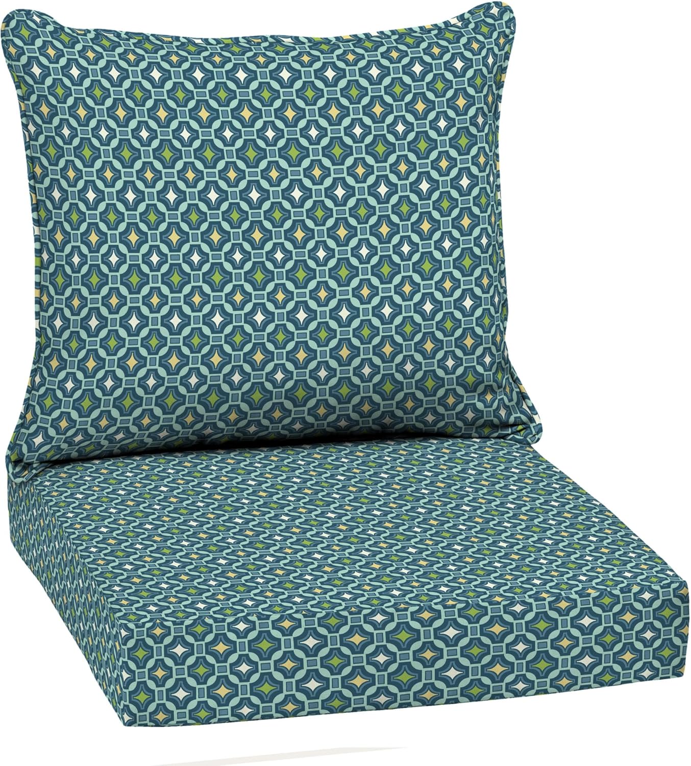 Arden Outdoor Deep Seat Cushion Set, 22 in x 24 in, Weather-Proof, Rain-Proof, Fade Resistant Patio Cushion Alana Tile