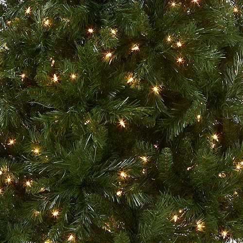 Miniatura 8 de National Tree Company - Árbol de Navidad artificial preiluminado incluye luces blancas preencordadas y soporte blanco con purpurina plateada pino