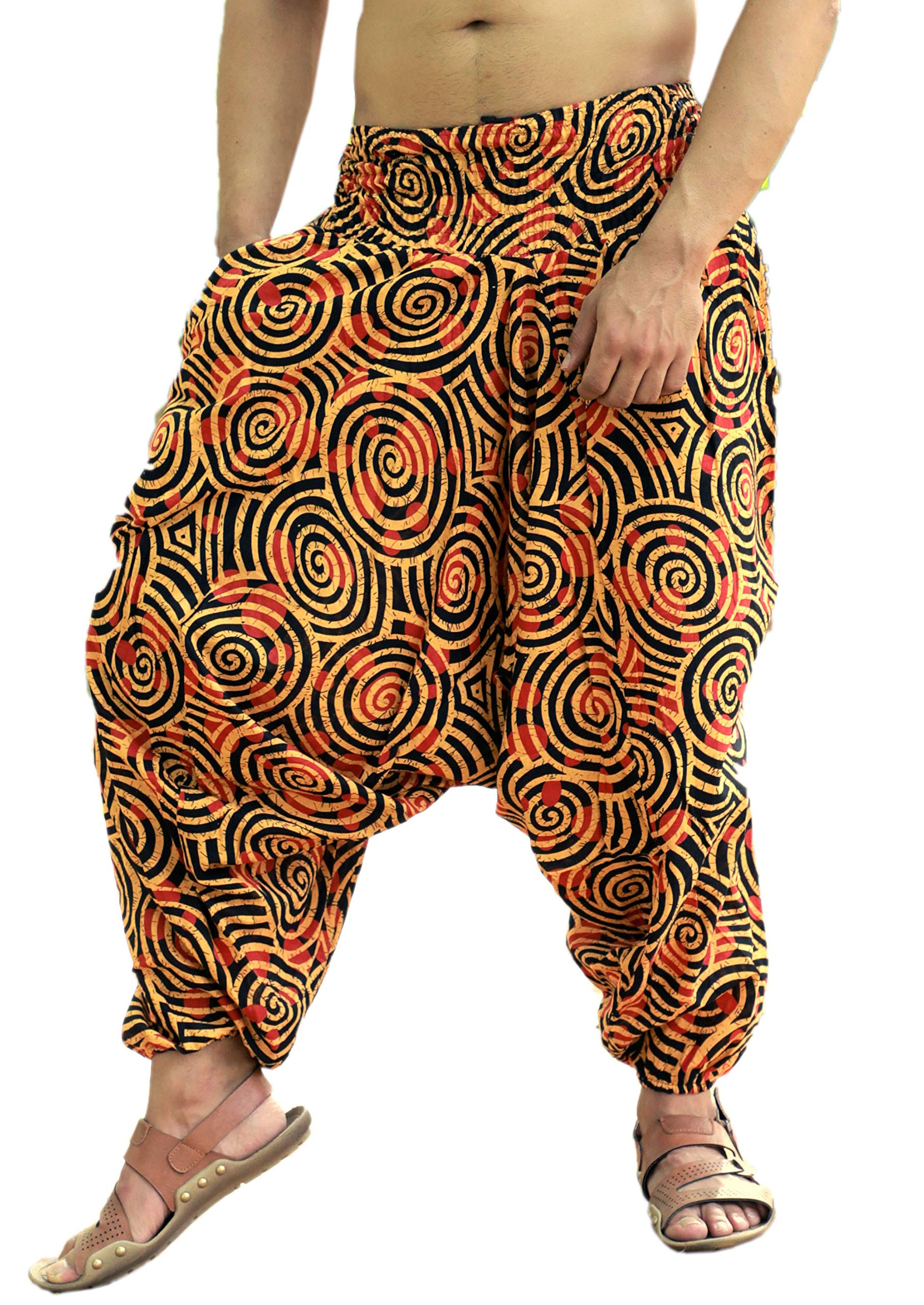 Sarjana Handicrafts Pantaloni Indiani Etnici da Uomo e Donna in Cotone Harem Hippie con Tasche per Yoga