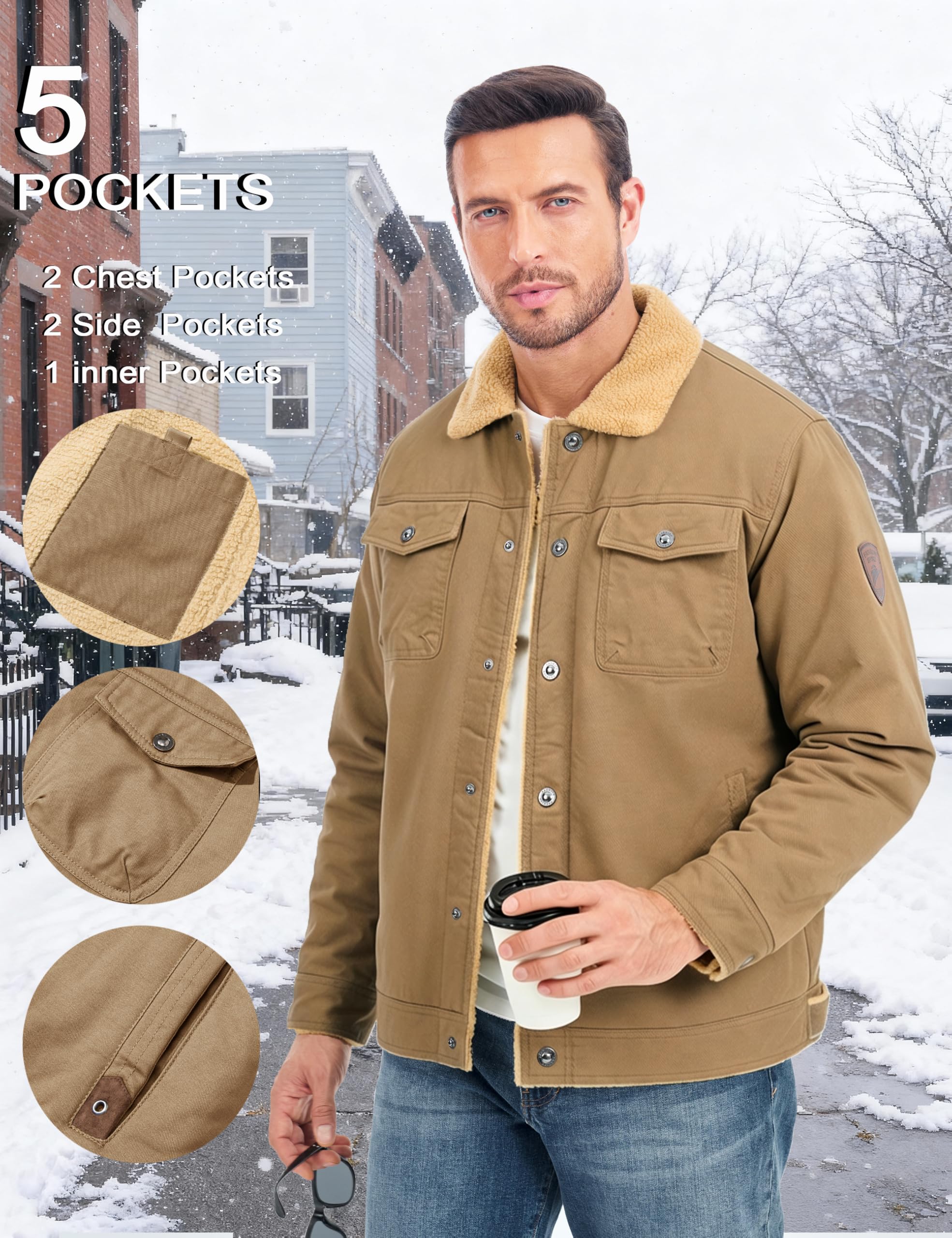 MAGCOMSEN Giacca Invernale da Uomo Giacca di Transizione Calda con Interno in Pile Giacca da Volo Antivento Giacca Bomber Cargo