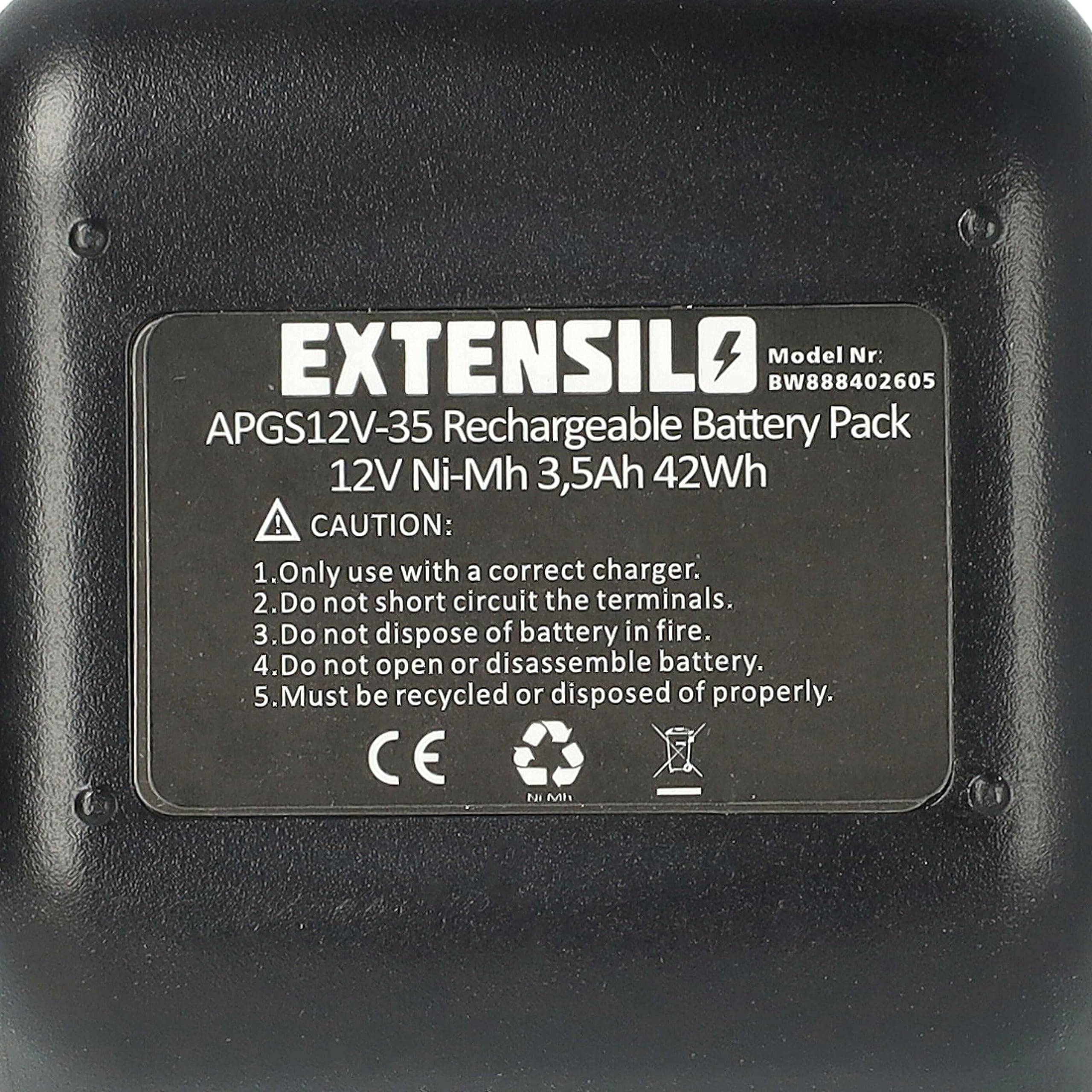 Batería reemplaza Gesipa 70291510061 para Herramientas eléctricas, Herramienta colocación Remaches Ciegos (3500 mAh, NiMH, 12 V)