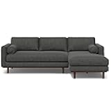 SIMPLIHOME Morrison Right Sectional Sofa in Woven-Blend Recycled Polyester Fabric, Charcoal Grey, 102-inches Wide, L-Shaped Couch with Right Chaise for the Living Room and Family Room