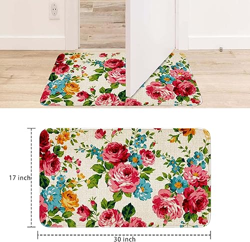 Miniatura 8 de Safarsa Tapete de bienvenida para exteriores, tapete de eucalipto con hojas florales de 30 x 17 pulgadas, antideslizante, lavable, tapete para