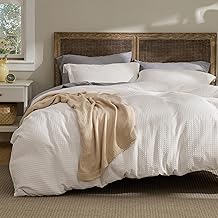 Bedsure Luxury Waffle Duvet Cover Queen Size - Textured Duvet Cover Set, Soft, Breathable Bedding Set (90"x90") with 2 Pillow Shams for All Season, Irovy White, Comforter Not Included