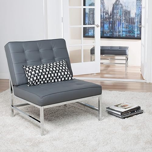 Miniatura 2 de Studio Designs Home Ashlar moderno marco de metal y silla cuadrada de cuero mezclado, color bronce y caramelo