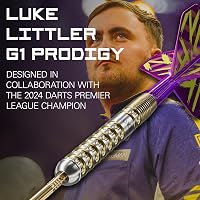 Target Darts Luke Littler Gen 1 Prodigy 90% Tungsten Darts Nyíl Készlet 22G - Arany Acél Hegyekkel, K-Flex Szárnyakkal, Swiss Point Technoló 2