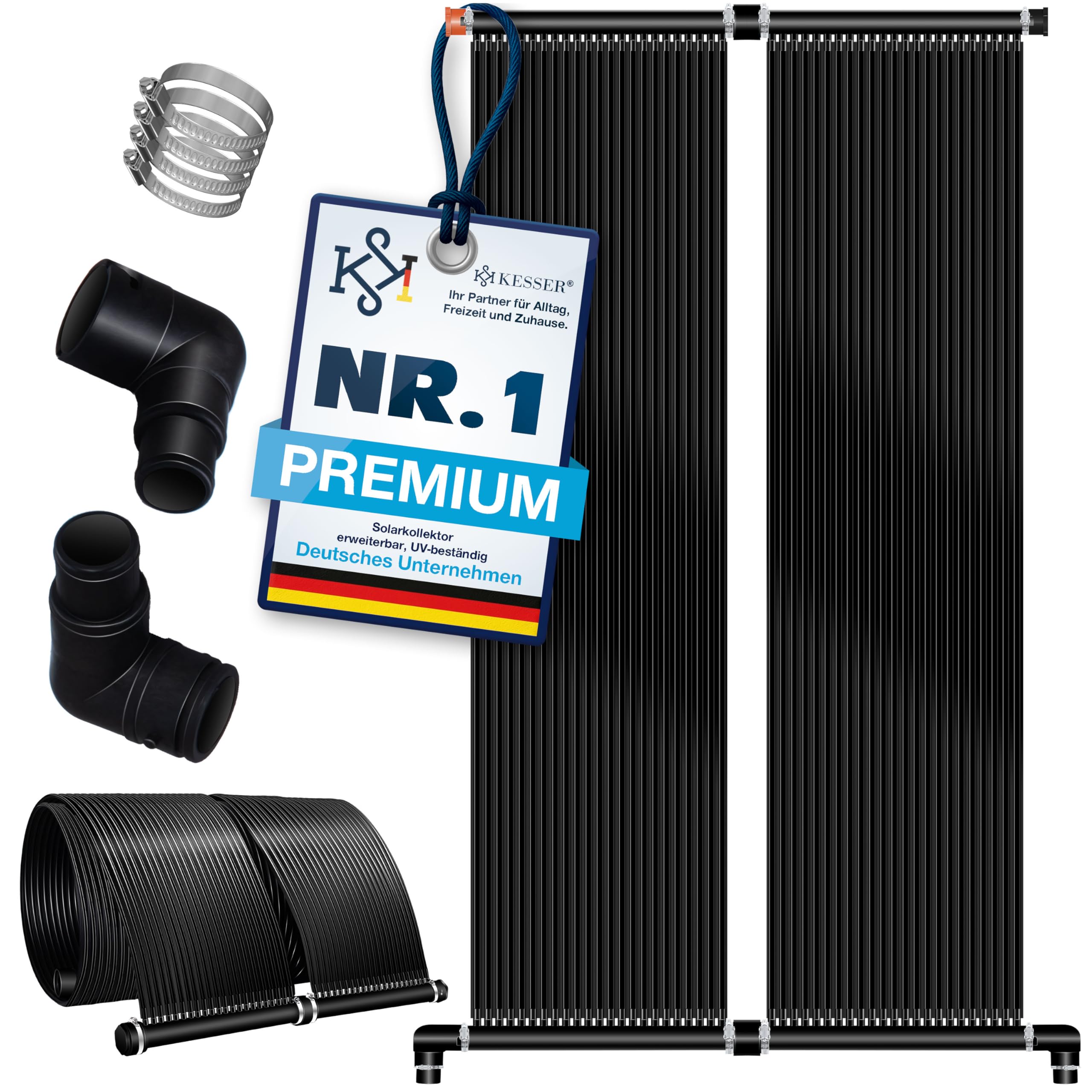 KESSER® Solarkollektor Poolheizung 600x70 cm, Pool Zubehör, Wärmepumpe Pool, Solar Poolheizer für Pools bis 24.000L, Pool Solarheizung erweiterbar, UV-beständiger Kunststoff, Schwimmbad Solarheizung