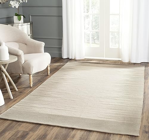 Miniatura 8 de SAFAVIEH Kilim Collection - Alfombra decorativa de 4 x 6 pies, color beige y verde claro, hecha a mano, lana de tejido plano, ideal para zonas de