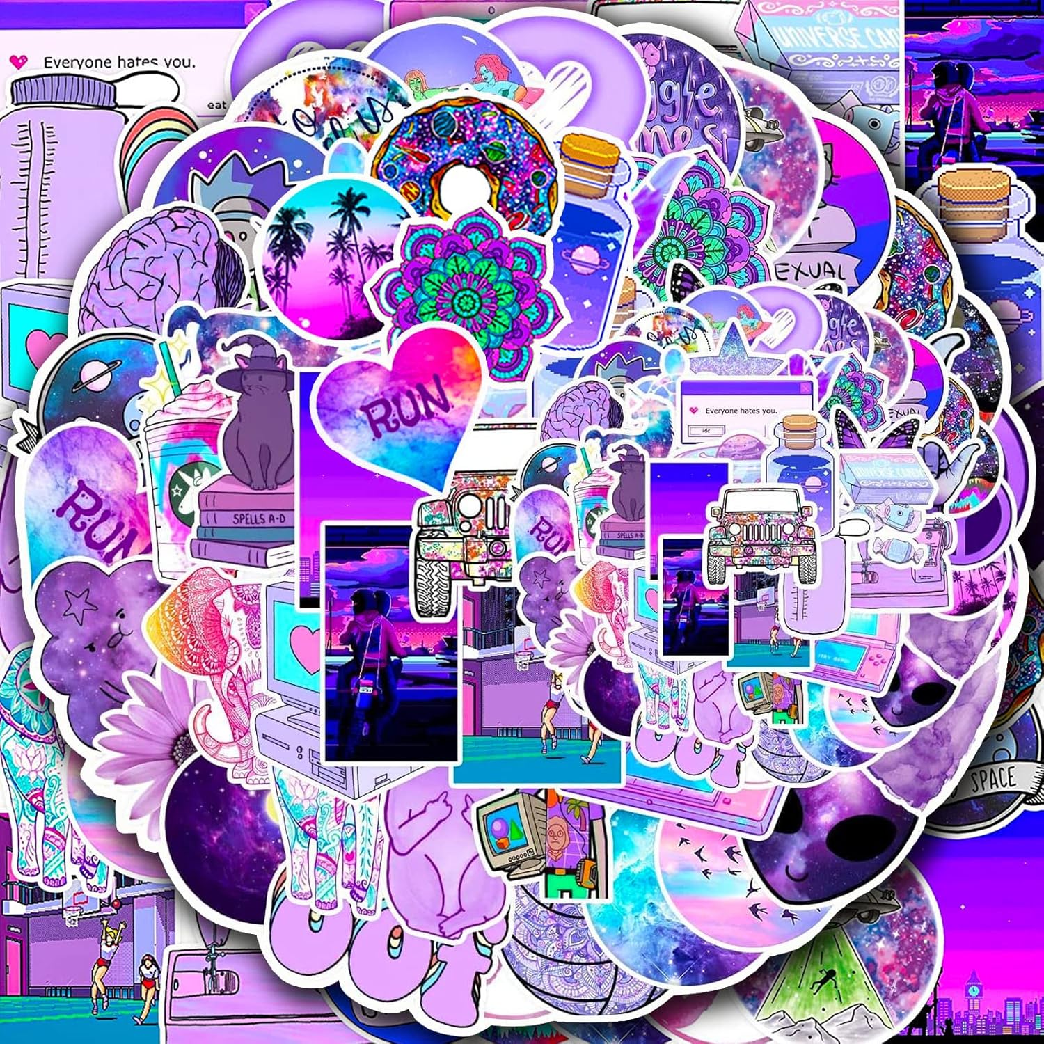 SPTEOHOC 100 PCS Water Bottle Stickers for Adults Kids