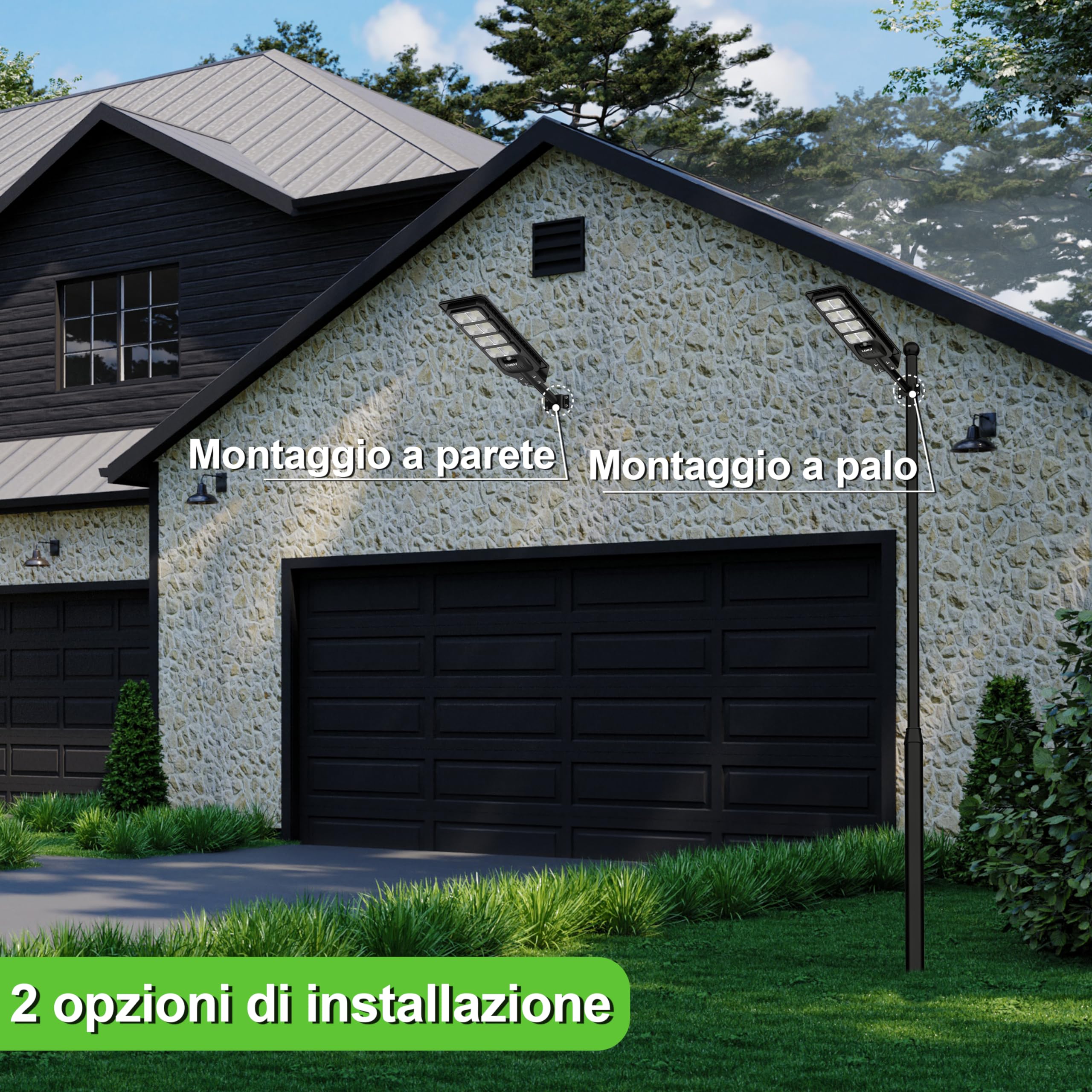 LANGY Lampione Stradale Solare 200W, 20000mAh Batteria 360 PCS LED Alta Luminosità, Lampada da Esterno a Energia Solare, Luce da Poste Stradali per Sicurezza da Crepuscolo