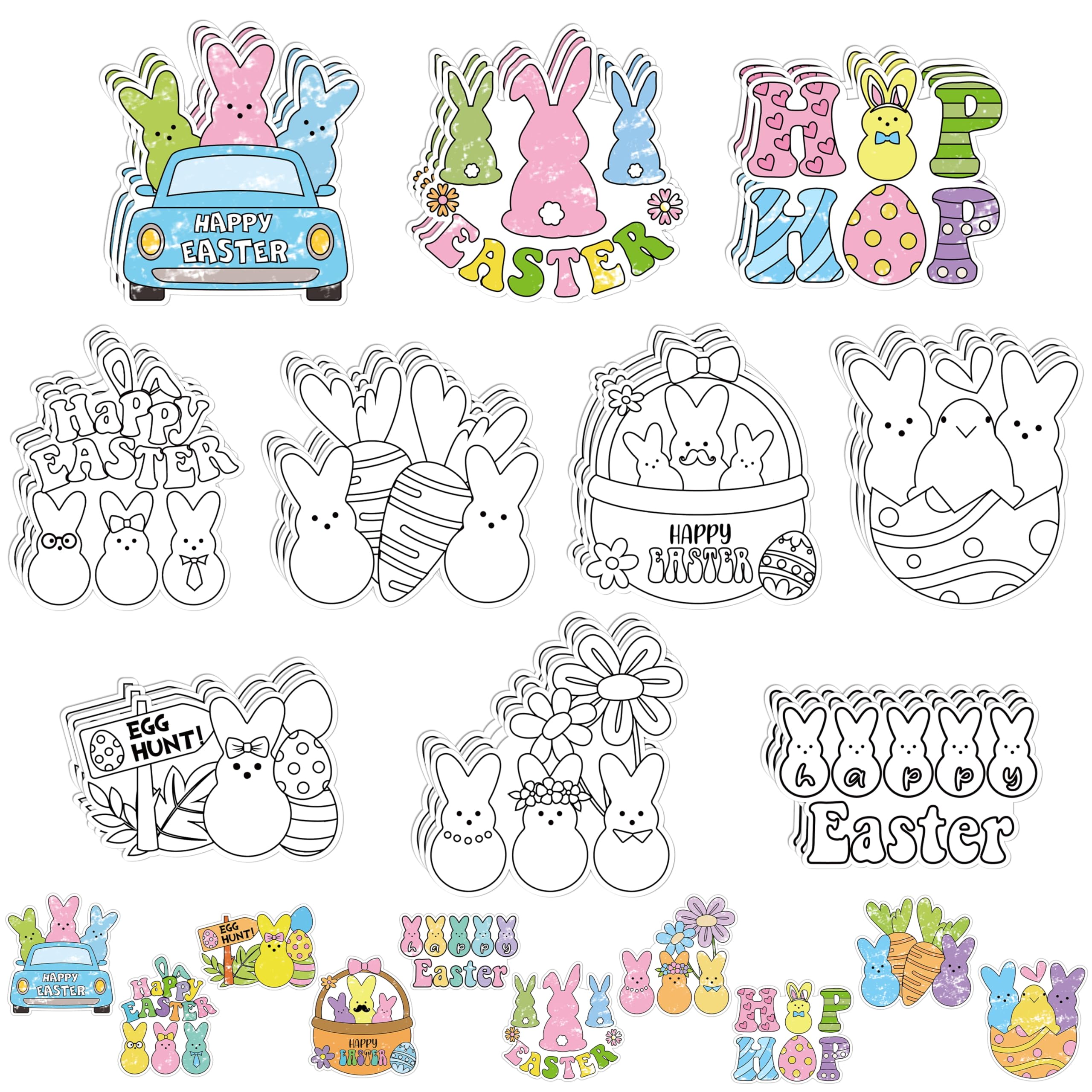 Kit coloriage Pâques 30 aimants lapin à colorier pour enfant