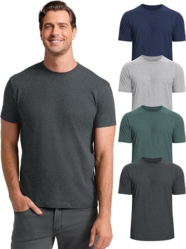 Yshow Men's T-Shirts Crew Neck Fitted Athletic Plain Cotton Blend Soft Comfort C