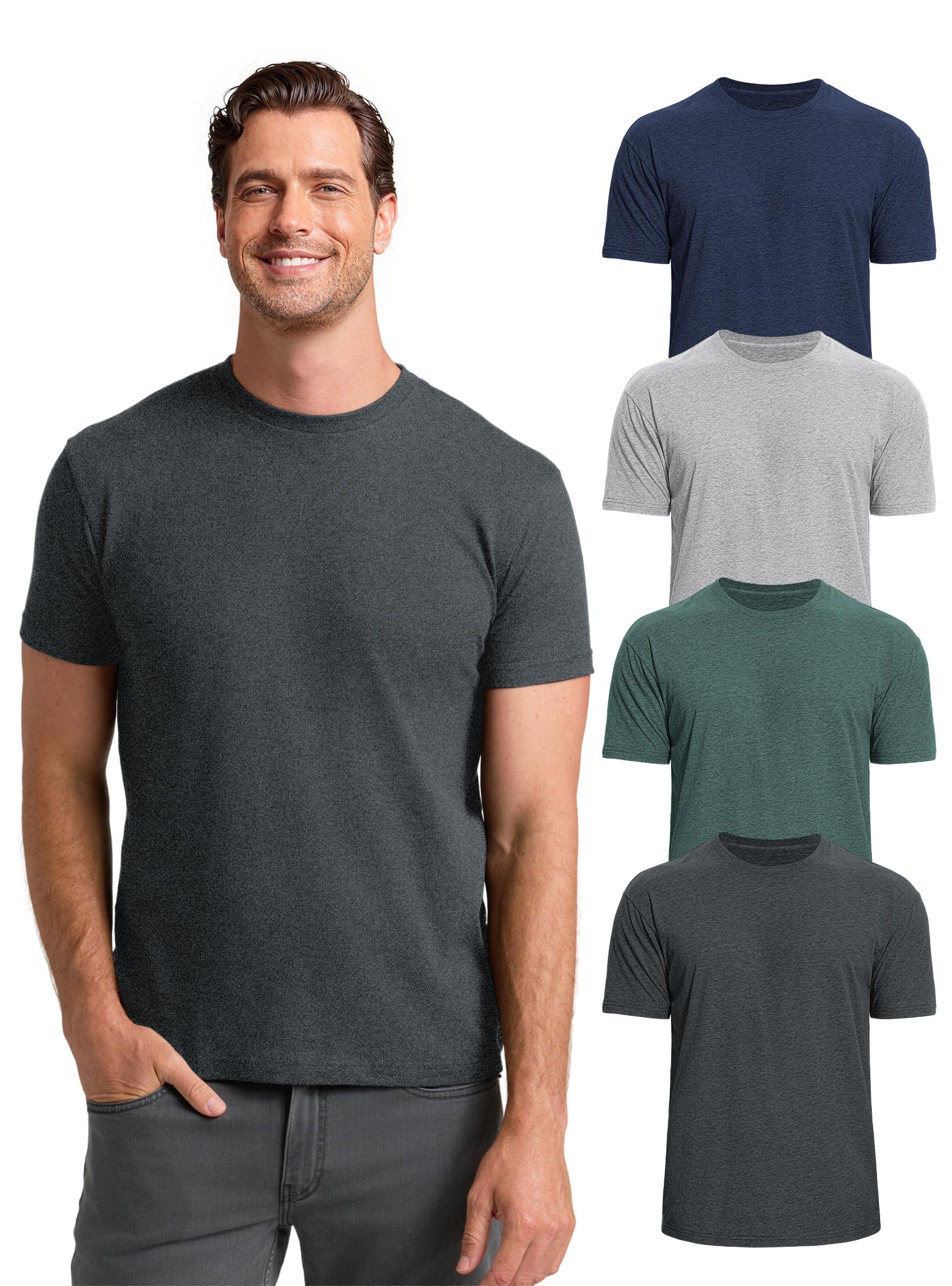 Mens T Shirts Mens Fitted Crew Neck Shirts Athletic Plain Basic Tees