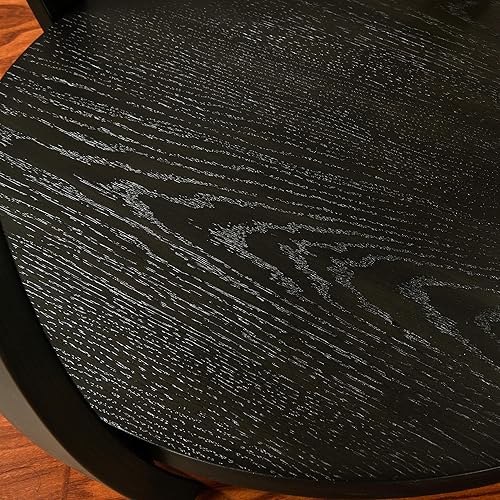 Miniatura 17 de MODERION Mesa auxiliar con estante de almacenamiento, mesa auxiliar de sofá industrial, mesa de teléfono redonda de 2 niveles, 23.6 pulgadas de