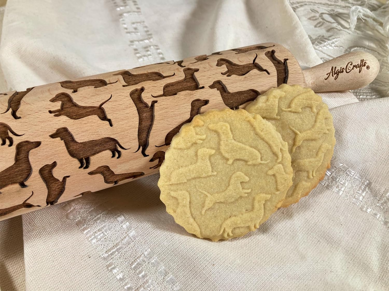 Dachshunds Pattern Embossing Rolling Pin Engraved Rolling Pin With Dogs Pattern
