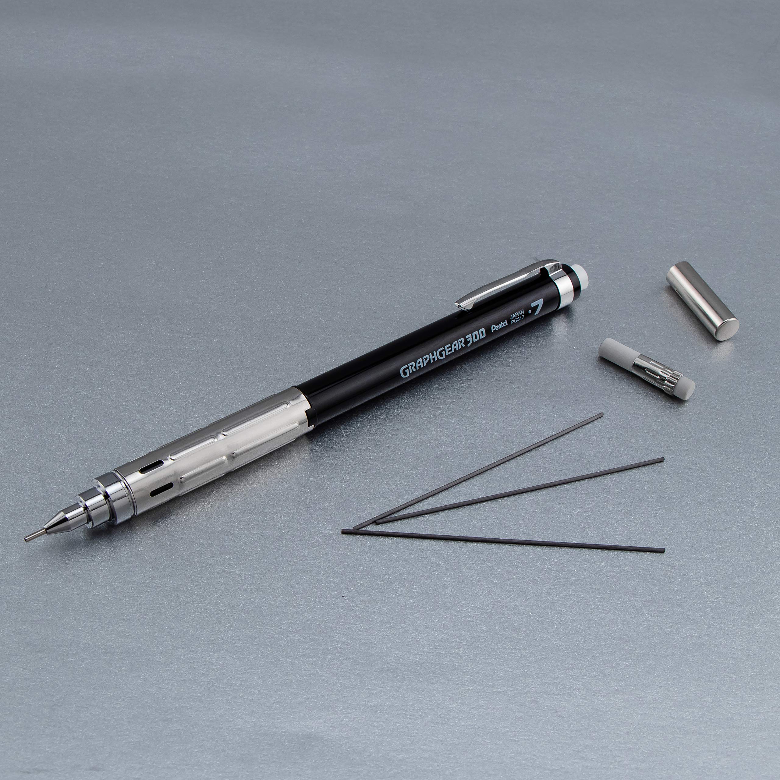 Pentel GraphGear 300 Porte-mines, boîte de 12 crayons, noir, 0,7 mm