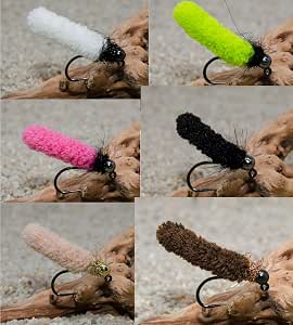 6 White GH Fritz Collar Mop Flies – Size 10 Hooks – The Wotsit Fly For Trout & Carp