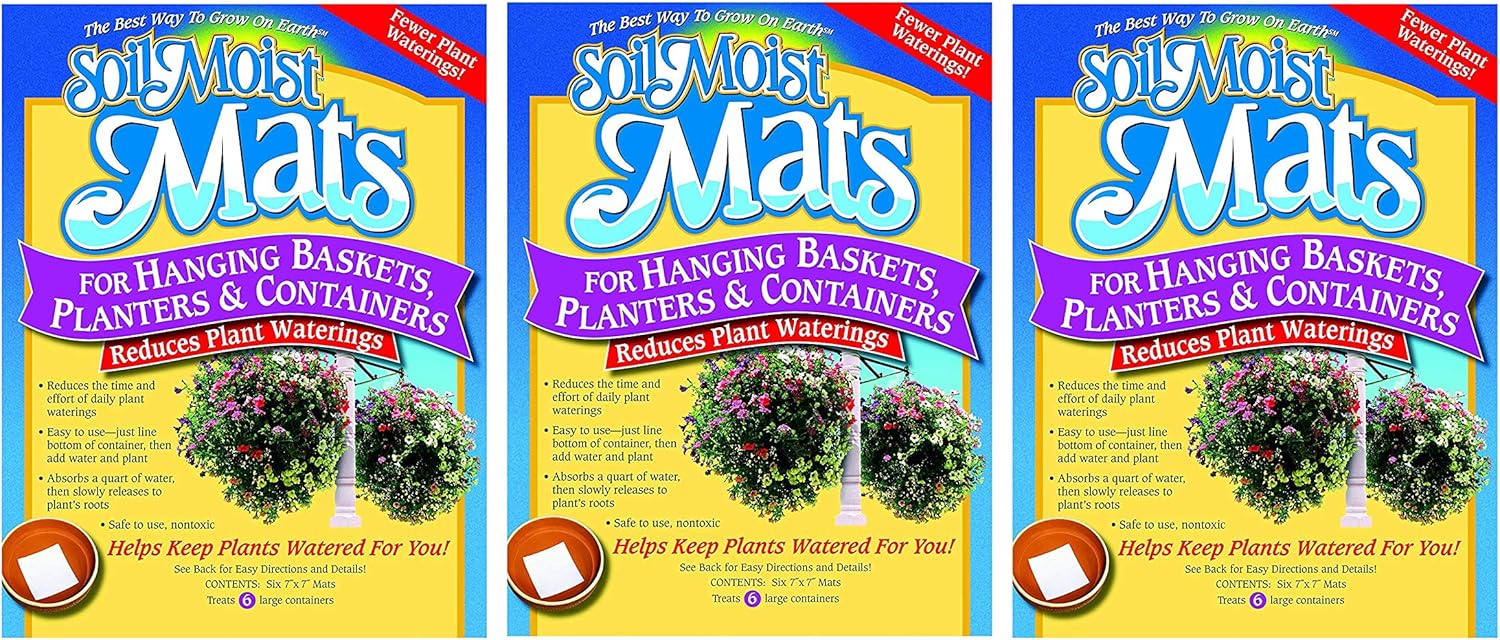 Soil Moist Mats for Hanging Baskets Planters and Containers 6pc Pack (Thr?? ?ack)