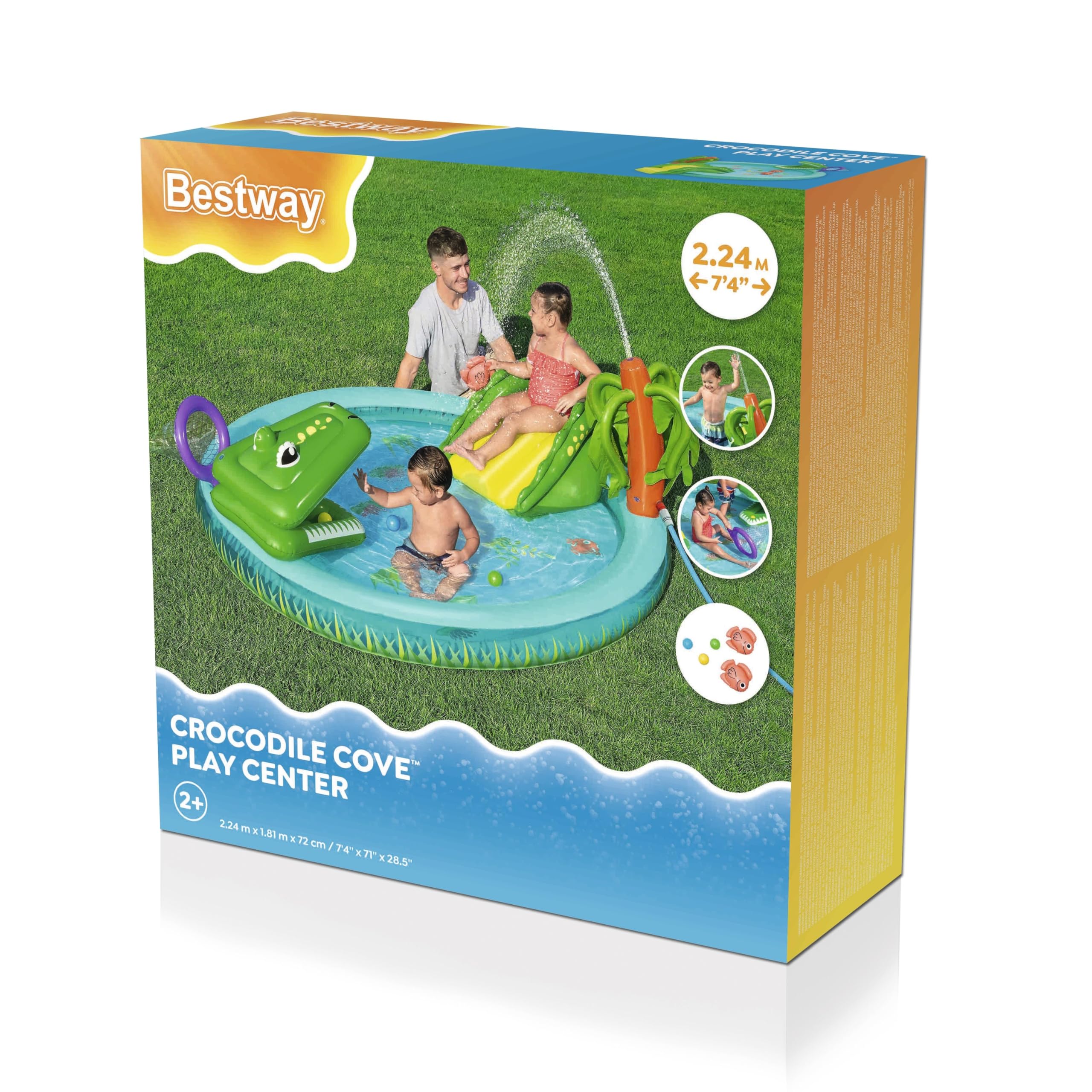 Bestway 53166 Playcenter gonfiabile con piscinetta Crocodile Cove - 2,24 m x 1,81 m x 72 cm, multicolor