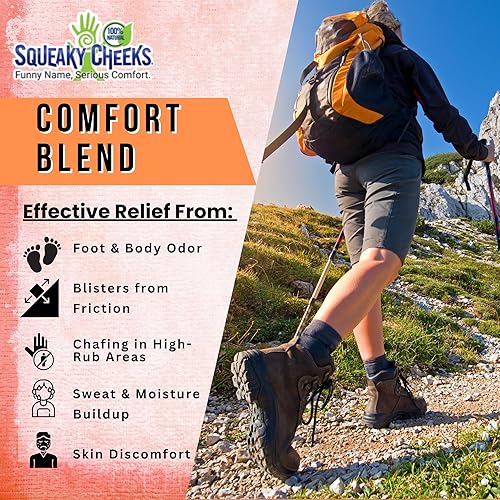 Miniatura 6 de Squeaky Cheeks Comfort Blend - Polvo para cuerpo y pies (5 onzas)  Polvo orgánico sin talco y totalmente natural  Fórmula cómoda  Aroma fresco con