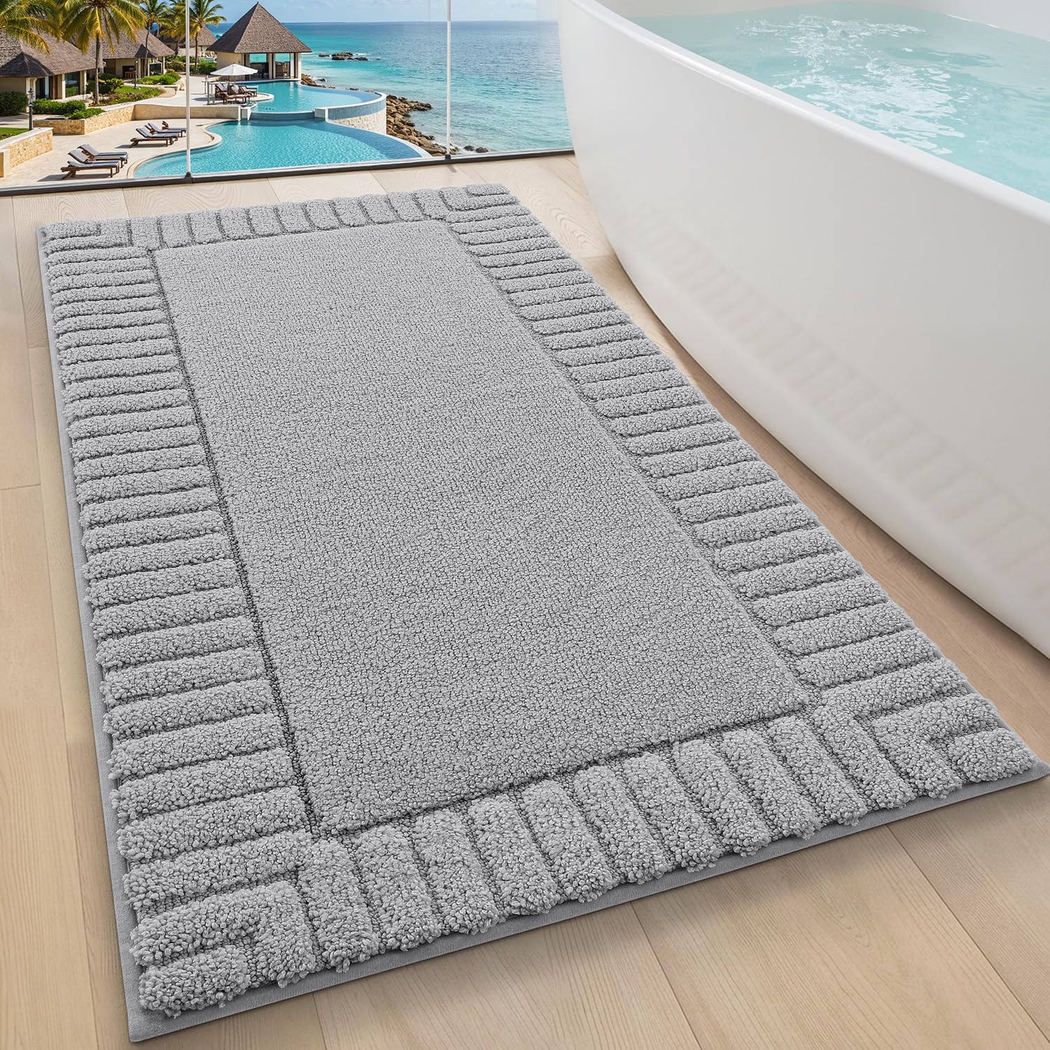 LUMI Bathroom Rugs Non Slip with Rubber Backing, Extra Soft Plush Microfiber Bath Rug Absorbent, Machine Washable Bath Mat Quick Dry for Tub, Shower,