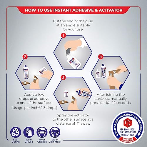 Miniatura 2 de Super CA Glue (2 x 4.5 onzas) con activador adhesivo en aerosol (2 x 16.9 fl oz.) Pegamento CA con activador para madera, plástico, metal, cuero,