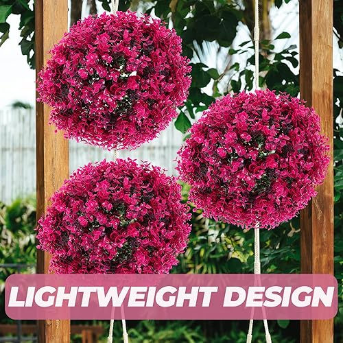 Miniatura 3 de VILLCASE Bolas topiarias de plantas artificiales, bola de hierba de plantas de simulación, vegetación decorativa de imitación de boj de follaje de