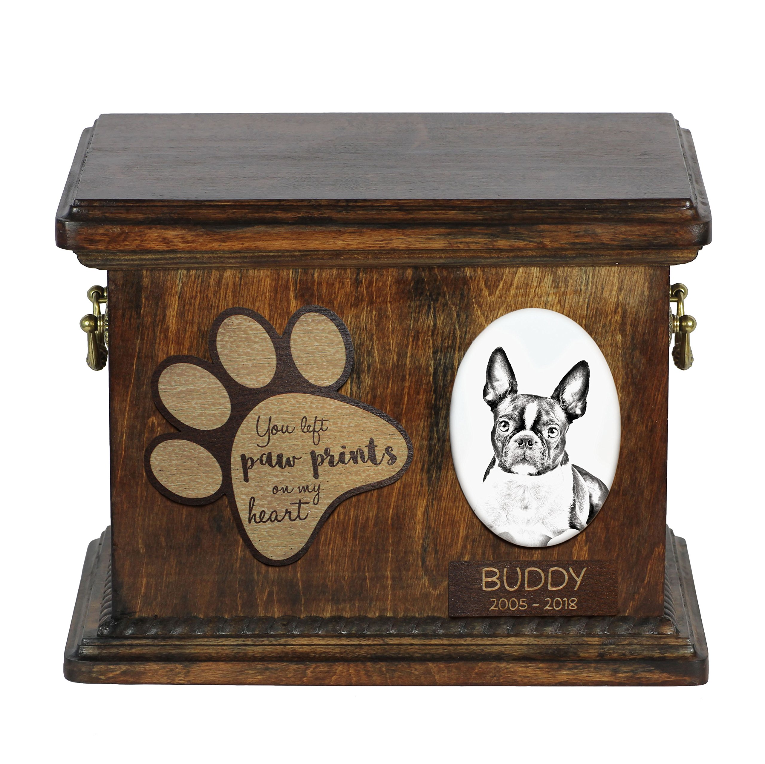 Urne pour cendres de chien Boston Terrier : le mémorial personnalisé pour le deuil