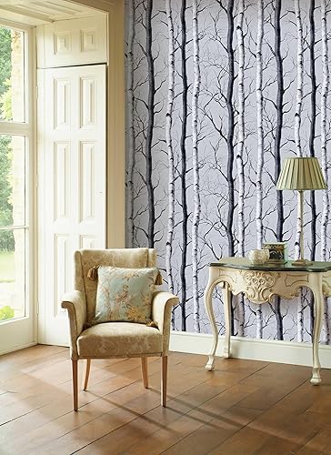 Miniatura 3 de Papel Tapiz Monocromático de Árbol de Abedul  Papel Tapiz Moderno de Bosque Despegar y Pegar, Vinilo Autoadhesivo para Decoración del Hogar
