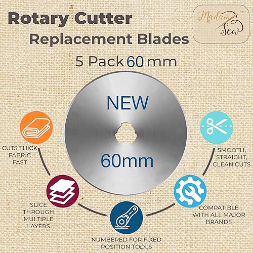Miniatura 4 de Madam Sew Paquete de cuchillas y cuchillas rotativas de 2.362 in.