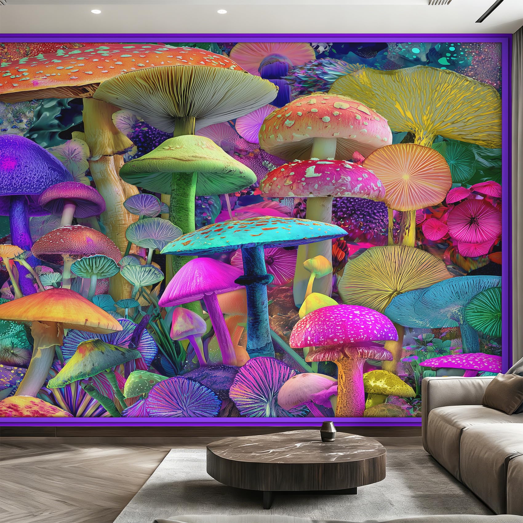 Papier peint panoramique champignon sauvage fantastique intissé 400x280cm salon
