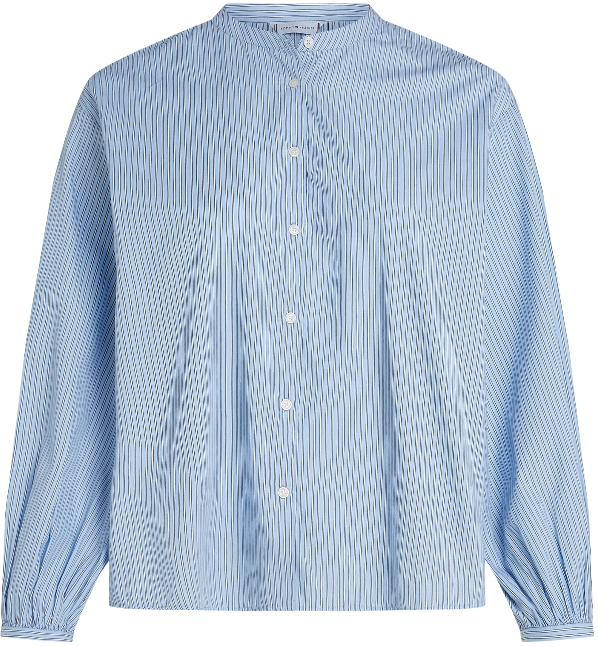Tommy Hilfiger Damen Bluse V-Neck Balloon Blouse V-Ausschnitt, Blau (Ivy STP/Vessel Blue), 48