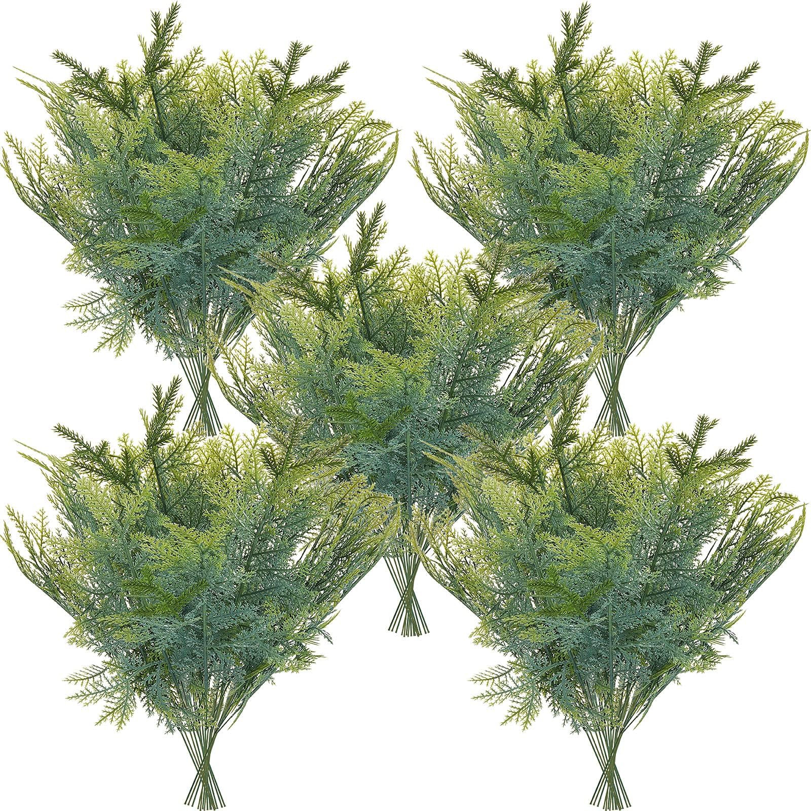 50 Artificial Cedar Branches Set Faux Long Stem Cedar Sprigs 13.0 or 7.1 Inch Decorative Green Cedar Picks Fake Cedar Twig Stems DIY Accessory for Home Party Holiday Christmas Winter Garden Wreath