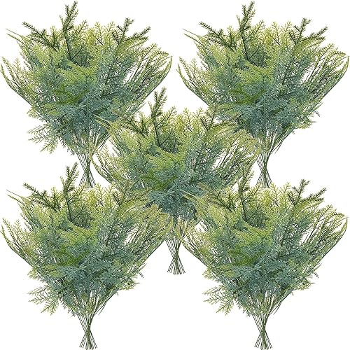 Juego de 50 ramas de cedro artificiales de tallo largo de imitación de cedro de 13.0 o 7.1 pulgadas, púas decorativas de cedro verde, tallos de