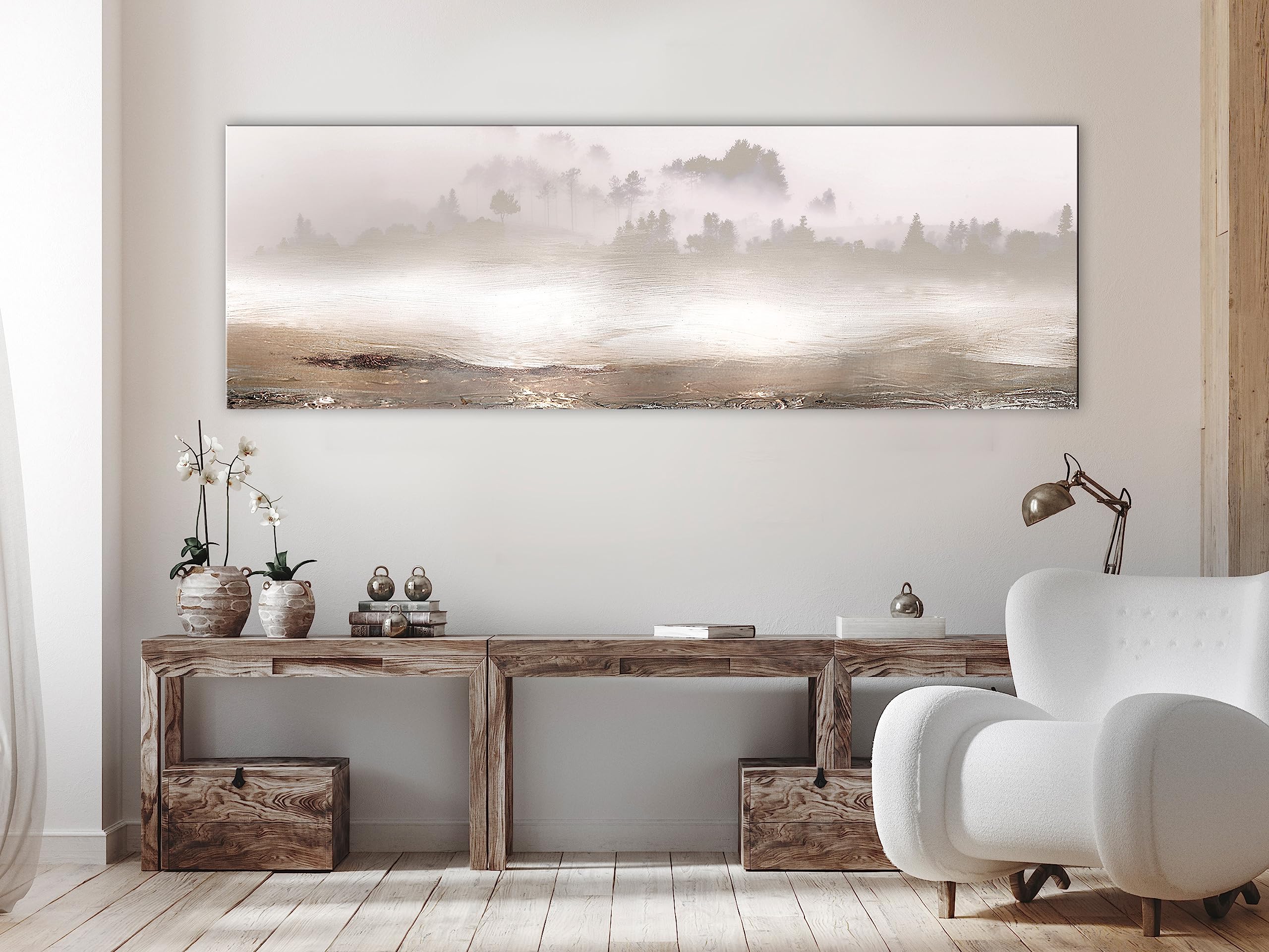 artgeist Acoustic Canvas Wall Art Canvas Wall Art Print Forest 53x18 in - 1pcs Picture with Foam Sound Print Artwork Room Acoustics Soundproofing Nature Landscape Tree Abstract c-A-10120-b-a