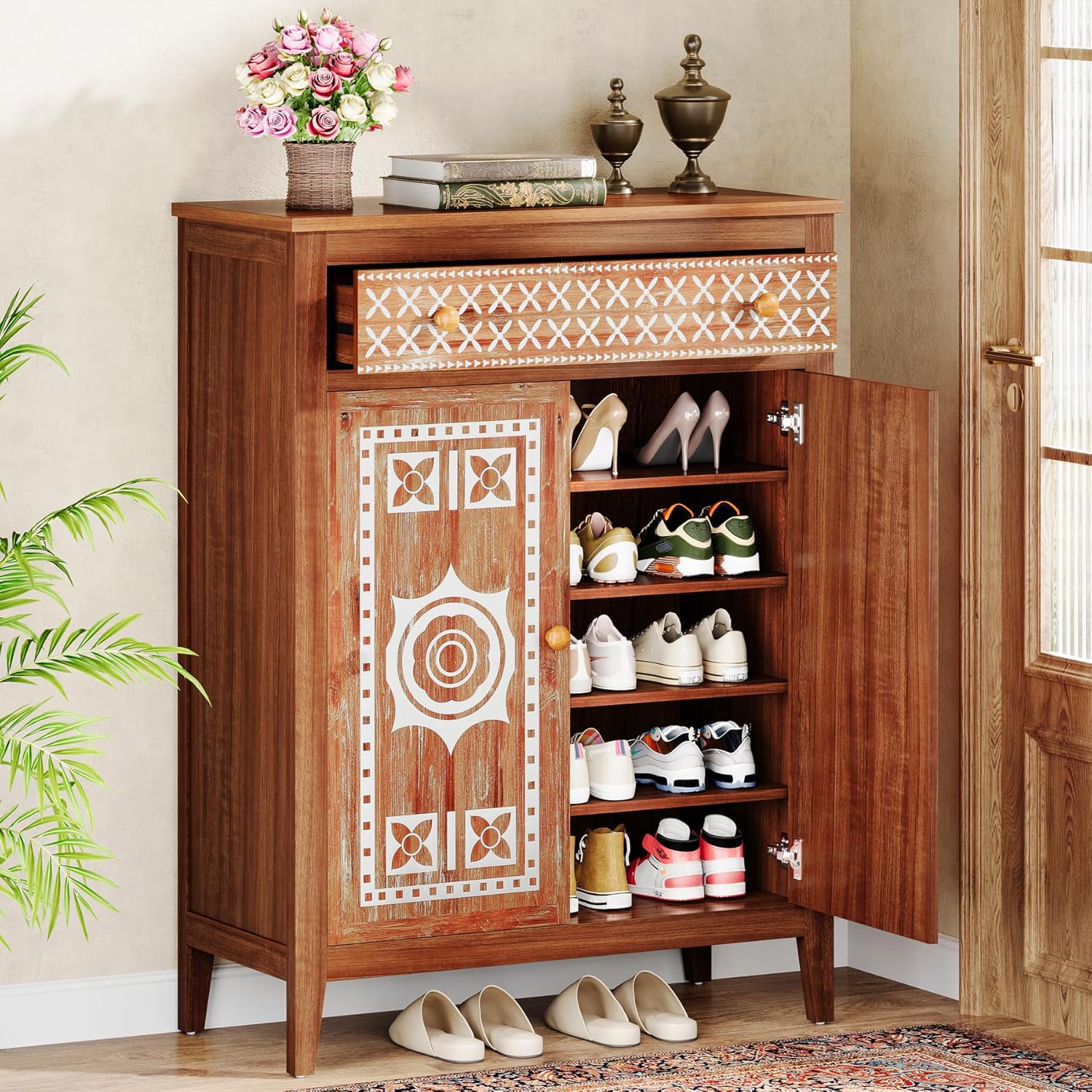 Shoe Cabinet with Doors, 5-Tier Shoe Storage Cabinet Kuwait Ubuy