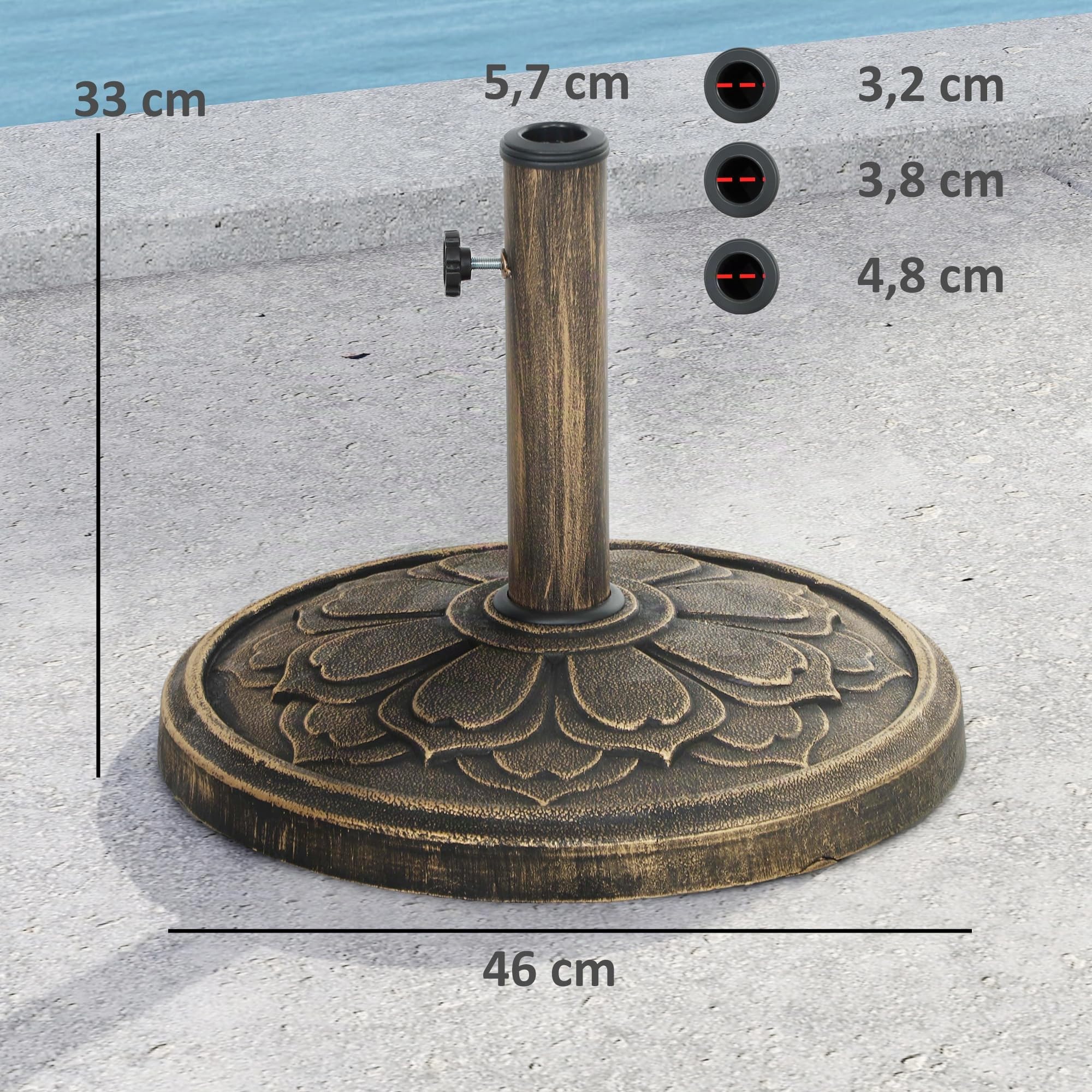 Outsunny Base para Sombrilla Redonda Relleno de Cemento 12 kg Bronce