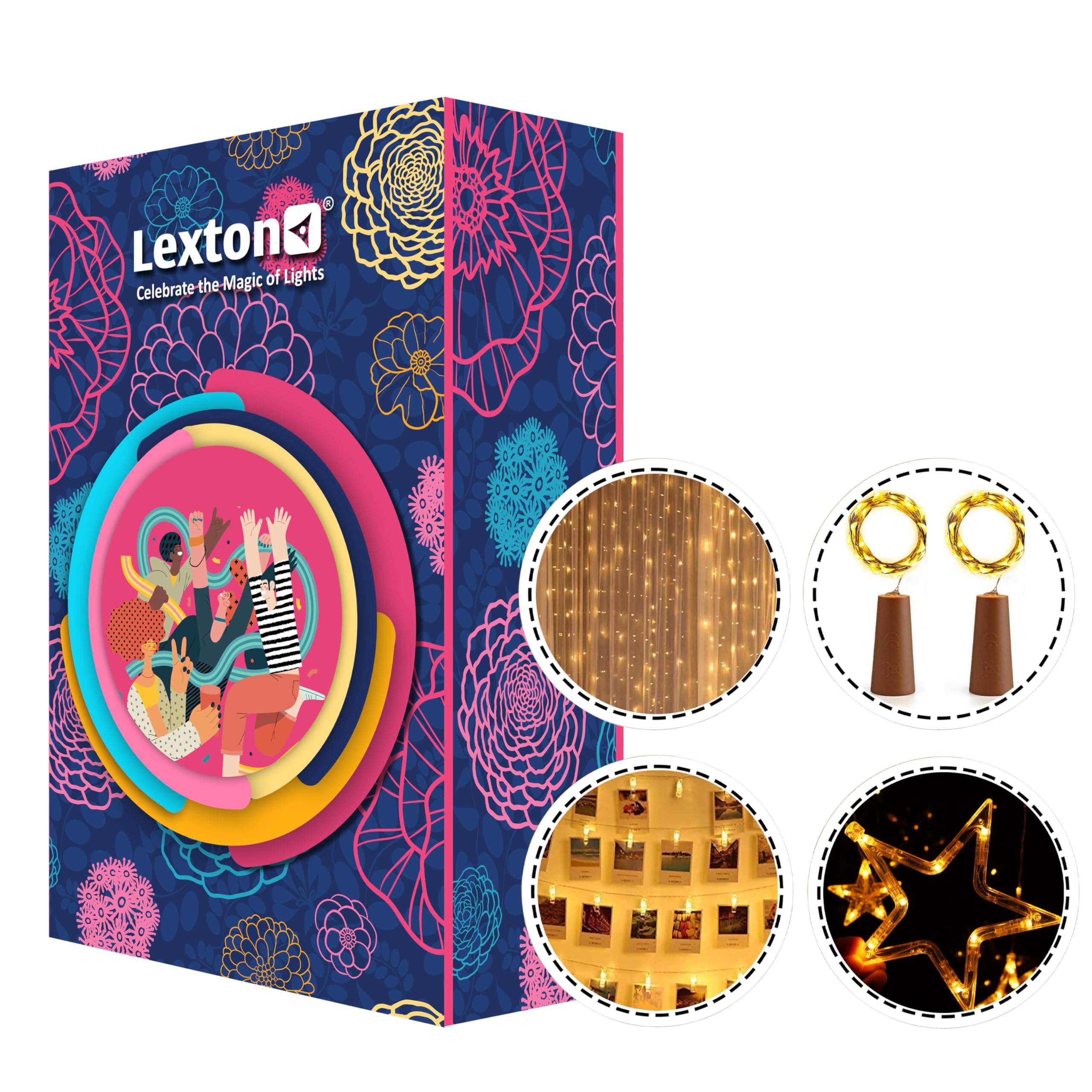 Lexton Combo of Photo Clips Battery Powered String Light 20 Clips, Warm White |Star Curtain Light 6 Big and 6 Small Star Light |190 Led 9.8 Feet Curtain Lights |4 Piece 20 LED Bottle Cork Light (B0C9D2P6QP) Amazon Price History, Amazon Price Tracker
