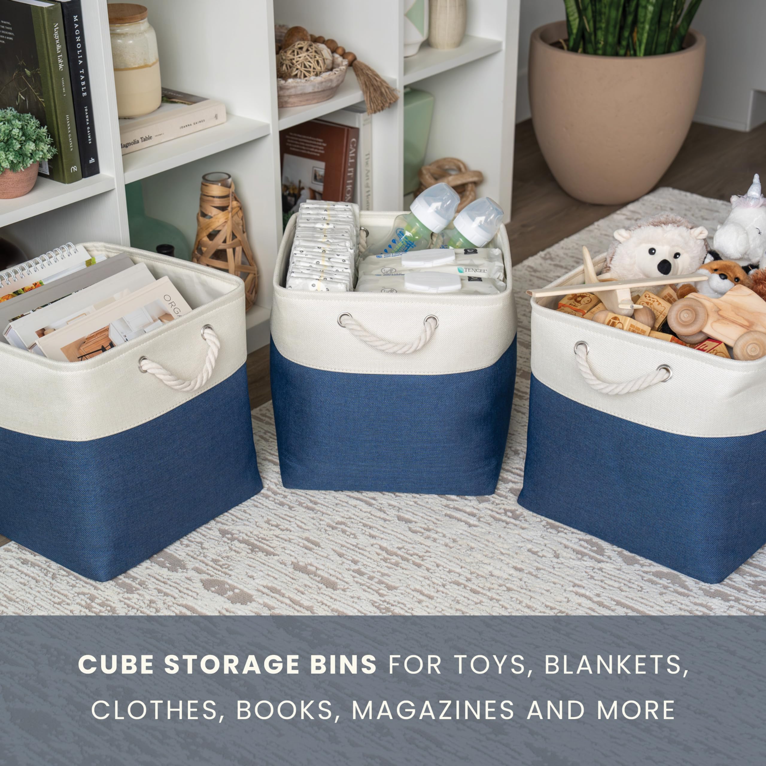 YheenLf 3 Pezzi Scatole Con Coperchio, Portaoggetti Scatole, Decorativo Stoccaggio In Tessuto - Foto 8