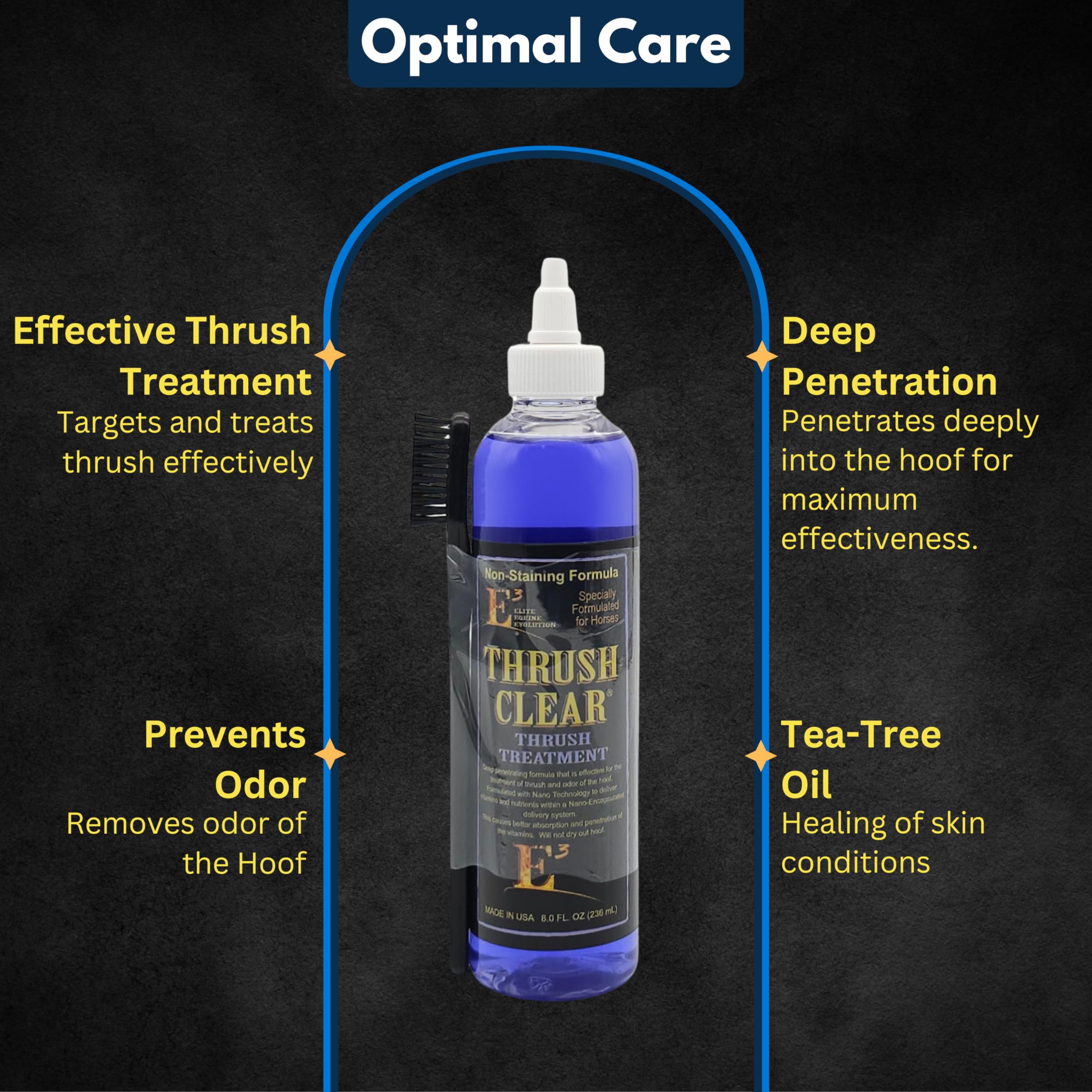 E3 Thrush Clear Treatment - 8 oz - Powerful Solution for Equine Hoof Thrush - Promotes Healthy Hoof Recovery - Prevents Future Infections - Safe for Regular Use - image 2
