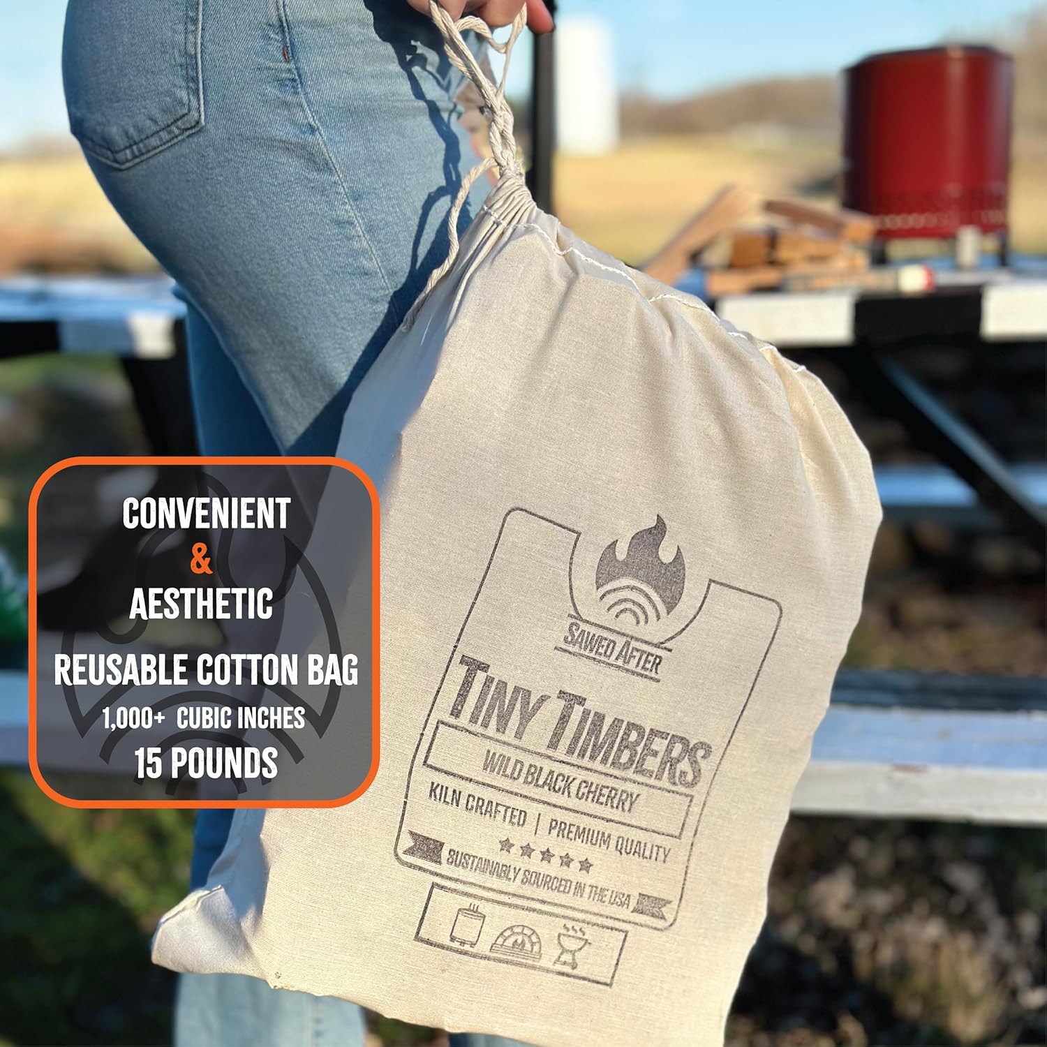 The Tiny Timbers USDA Grade Kiln Dried Hardwood for Table Top Fire Pit and Pizza Oven | Compatible with Solo Stove Mesa & Mesa XL | 5" Splits | USA Sourced | 15 lb. | 1000+ cu. in. | Eastern Oak