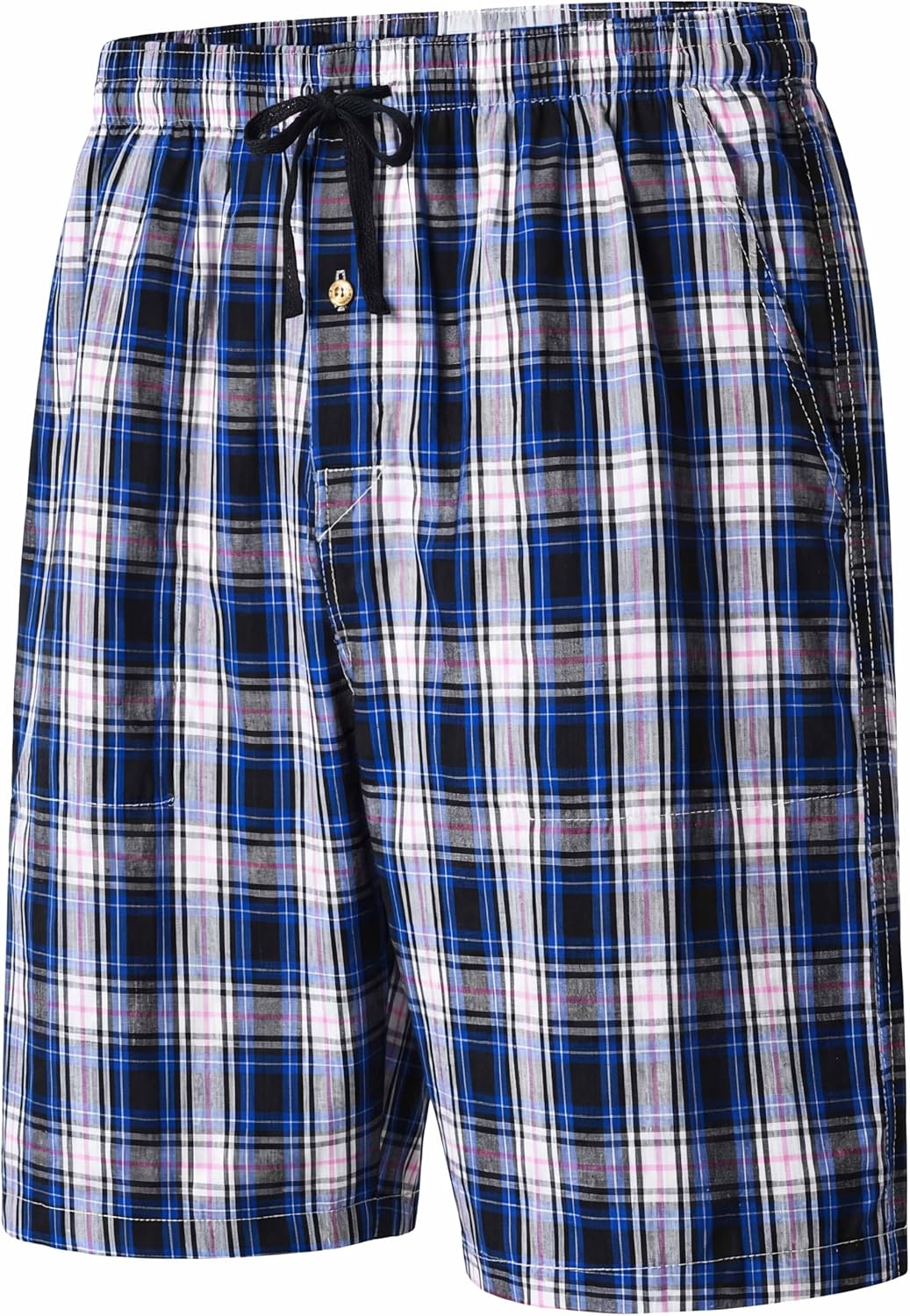 MoFiz Men's Plaid Pajama Shorts 3-Pack Woven Cotton Sleep & Lounge Shorts, Lightweight PJ Bottoms with Pockets & Button Fly - Image 4